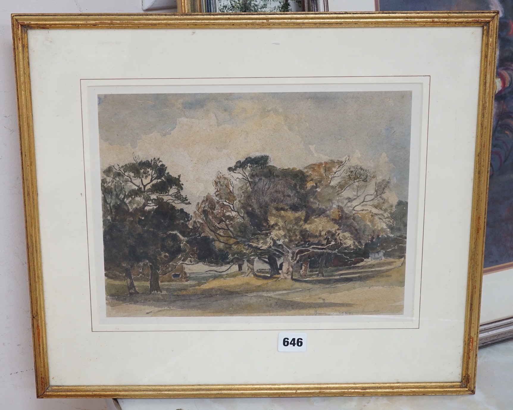 Claude Muncaster (1903-1984), watercolour, 'Landscape, Bignor, Sussex', dated 1920, 24 x 32cm